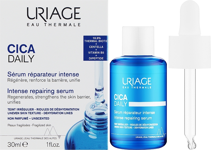 Stärkendes, schützendes und reparierendes Gesichtsserum mit Indischem Wassernabel, Hyaluronsäure und Vitamin B5 - Uriage Bariederm Cica-Daily Serum — Bild N2