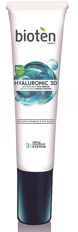 Anti-Falten Creme für die Augenpartie mit Hyaluron 35+ - Bioten Hyaluronic 3D Eye Cream — Bild N1