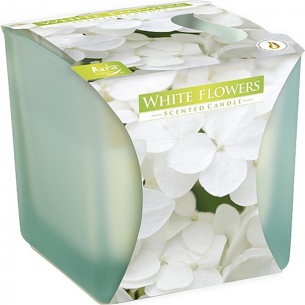Duftkerze in einem Milchglas weiße Blumen - Bispol Scented Candle White Flowers — Bild N1