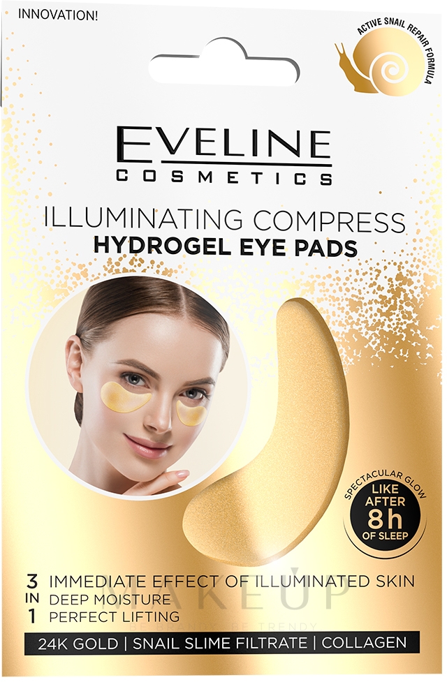 Aufhellende Hydrogel-Augenpatches - Eveline Cosmetics 24K Gold Illuminating Compress Hydrogel Eye Pads — Foto 2 St.