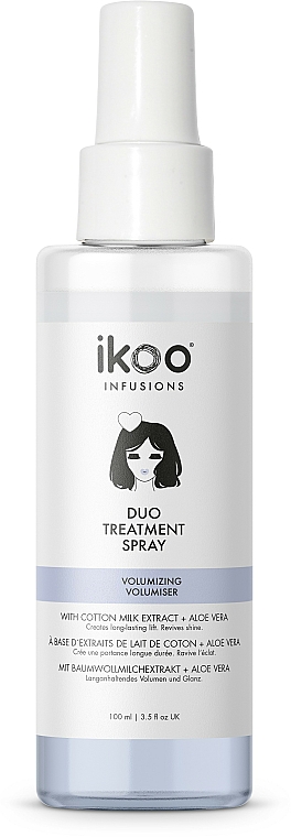 Haarspray mit Baumwollmilchextrakt und Aloe Vera für langanhaltendes Volumen und Glanz - Ikoo Infusions Duo Treatment Spray Volumizing — Bild N1