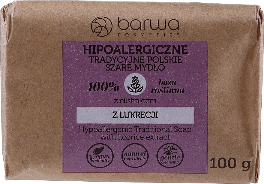 Traditionelle graue Seife mit Lakritzextrakt - Barwa Hypoallergenic Traditional Soap With Licorice Extract