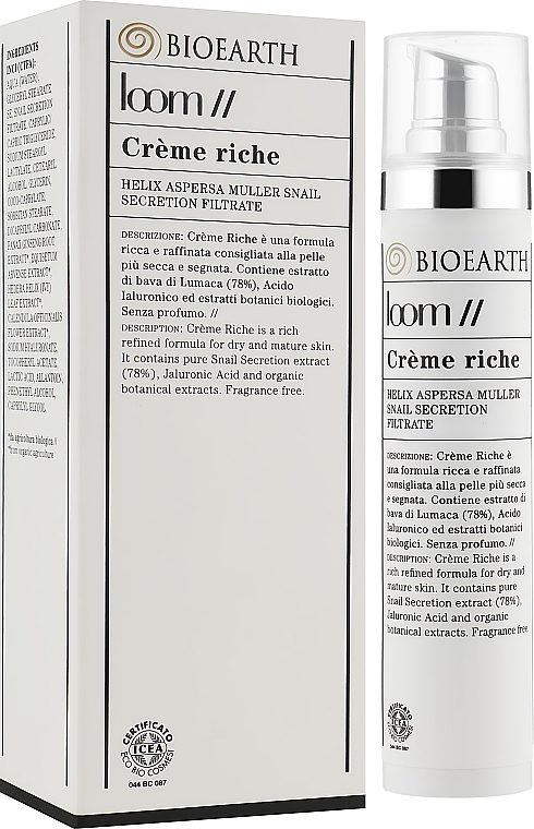 Gesichtscreme mit Schneckenschleimextrakt 79% - Bioearth Loom Rich Face Cream — Bild N2