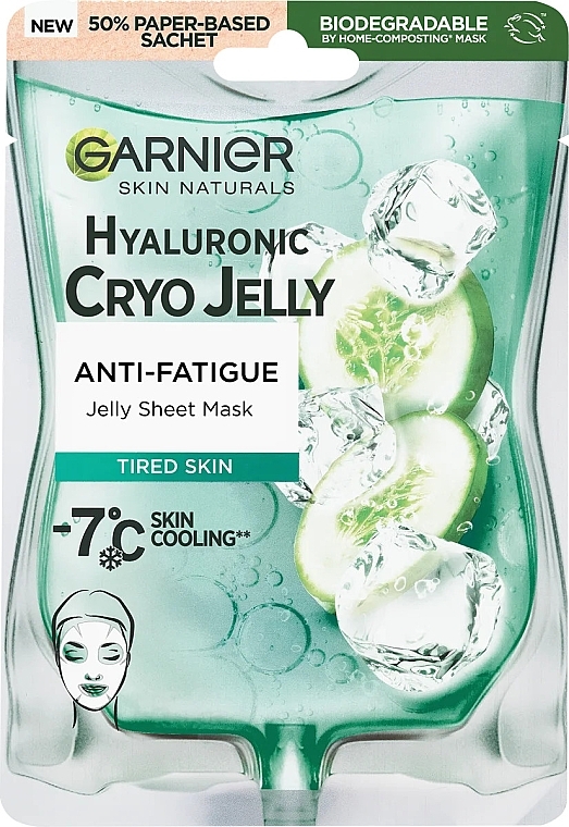 Tuchmaske für das Gesicht mit Hyaluron - Garnier Skin Naturals Hyaluronic Cryo Jelly Sheet Mask — Bild N1