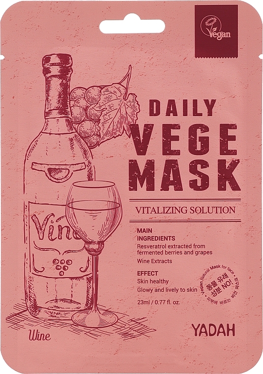 Tuchmaske für das Gesicht mit Wein - Yadah Daily Vegi Wine Mask — Bild N1