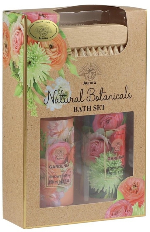 Aurora Natural Botanicals Bath Set (Duschgel 150ml + Körperlotion 150ml + Körperbürste 1 St.) - Set Gardenie  — Bild N1