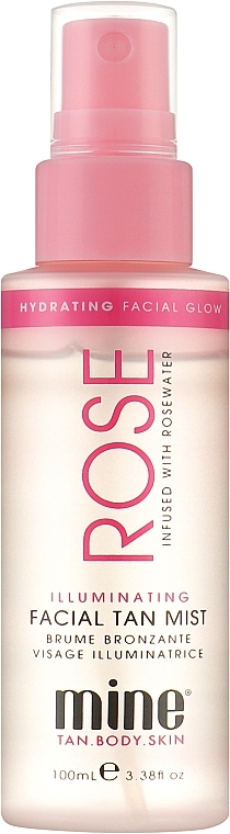 Beruhigender Selbstbräunungsnebel für das Gesicht mit Rosenwasser - Minetan Rose Illuminating Facial Tan Mist — Bild N1