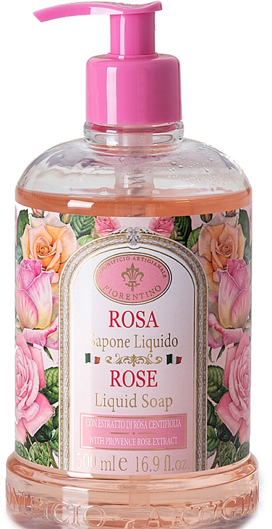 Flüssigseife mit Rosenduft - Saponificio Artigianale Fiorentino Rose Liquid Soap — Bild N1
