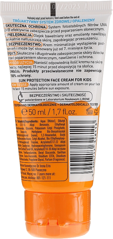 Sonnenschutzcreme für Kinder SPF 30 - Lirene Kids Sun Protection Face Cream SPF 30 — Bild N2