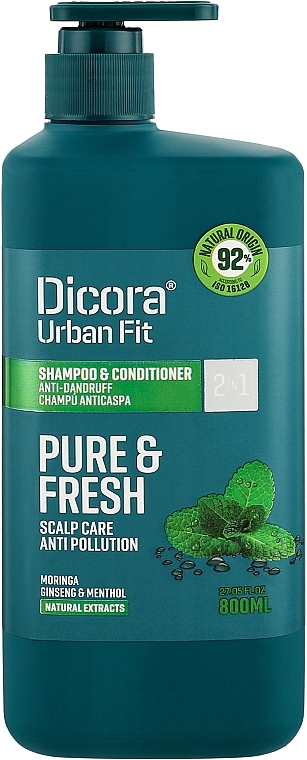 Shampoo-Conditioner gegen Schuppen - Dicora Urban Fit Shampoo & Conditioner 2 In 1 Pure & Fresh — Bild N2