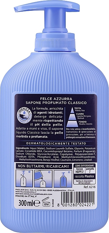Klassische Flüssigseife - Felce Azzurra Classic Liquid Soap  — Bild N2