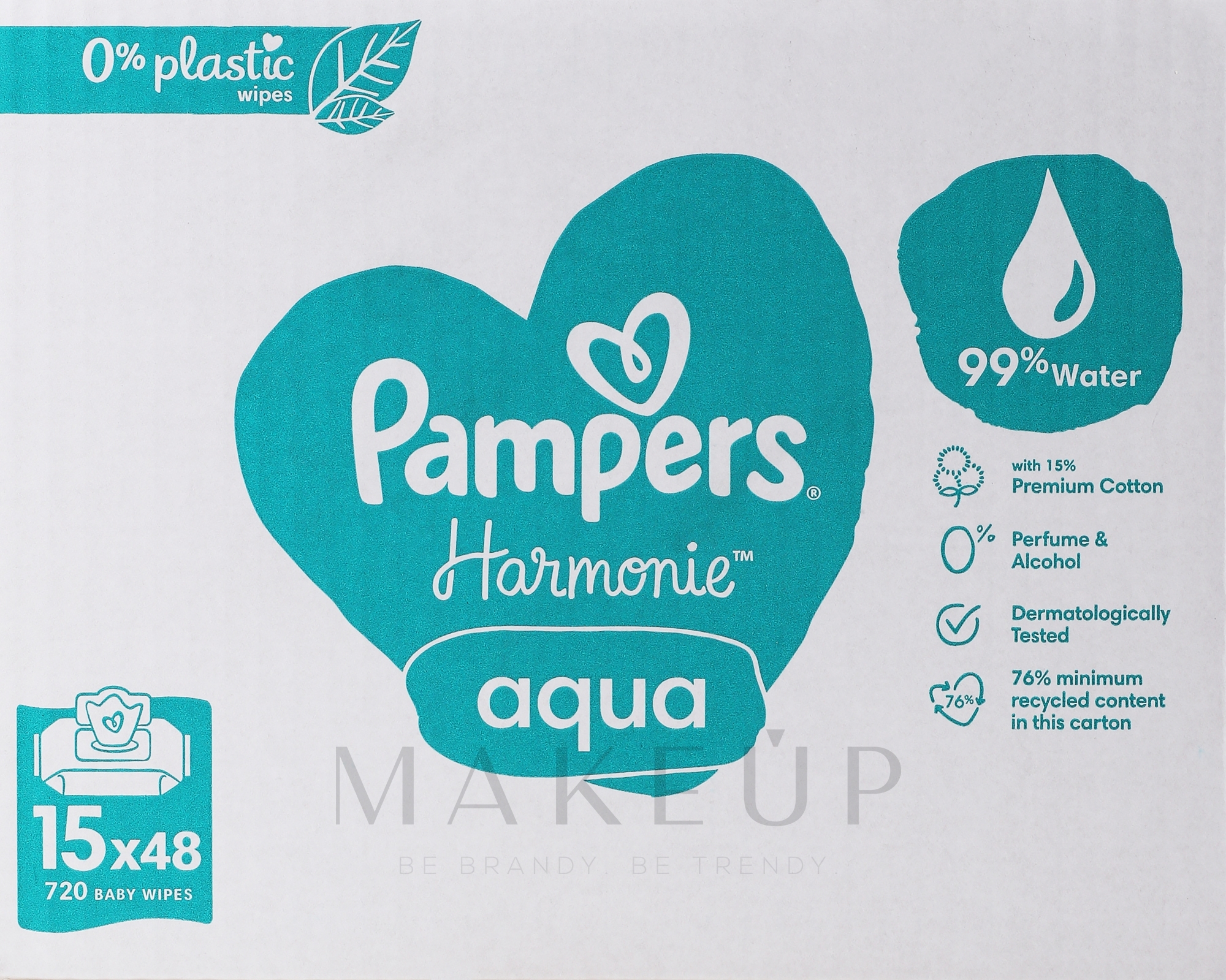 Feuchttücher für Babys 15x48 St. - Pampers Harmonie Aqua Baby Wipes — Bild 15 x 48 St.