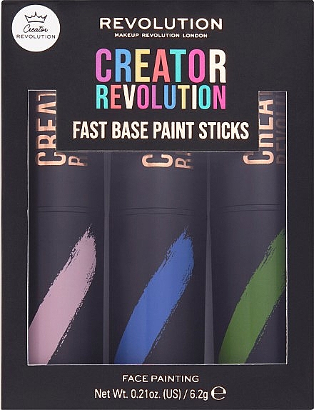 Make-up Set - Makeup Revolution Creator Fast Base Paint Stick Set Pink, Blue & Green — Bild N1