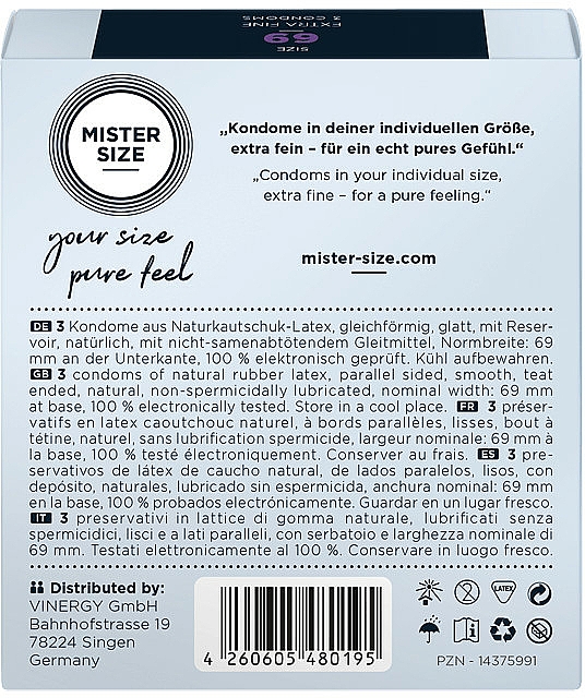 Kondome aus Latex Größe 69 3 St. - Mister Size Extra Fine Condoms — Bild N3