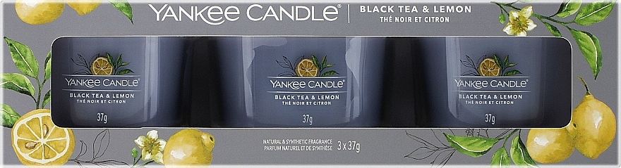 Duftkerzen-Set Schwarzer Tee und Zitrone - Yankee Candle Black Tea & Lemon (candle/3x37g) — Bild N1