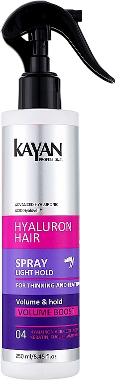 Spray für dünnes und volumenarmes Haar - Kayan Professional Hyaluron Hair Spray — Bild N1