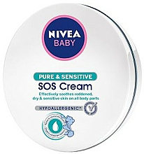 Beruhigende Babycreme für trockene und empfindliche Haut - Nivea Baby Pure & Sensitive SOS Cream — Bild N1