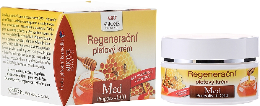 Regenerierende Tagescreme mit Propolis und Coenzym Q10 - Bione Cosmetics Honey + Q10 Cream — Bild N1