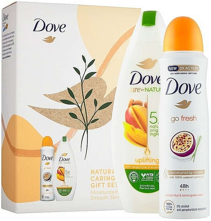 Set - Dove Naturally Caring Gift Set (sh/gel/250ml + deo/spray/150ml) — Bild N1