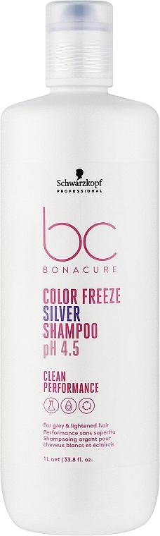Shampoo für graues und blondiertes Haar - Schwarzkopf Professional Bonacure Color Freeze Silver Shampoo pH 4.5 — Bild N1