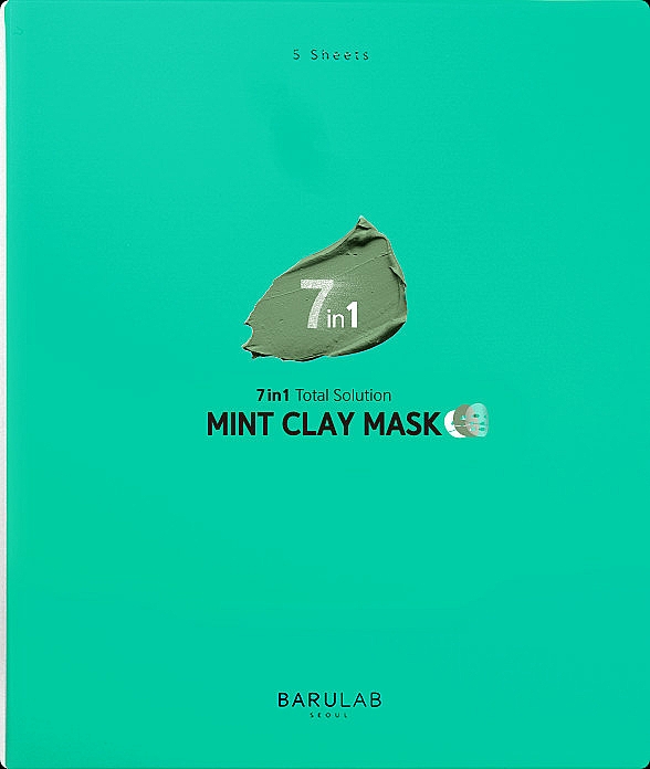 7in1 Pflegende, feuchtigkeitsspendende, nährende und beruhigende Tuchmaske für das Gesicht mit Ton und Minze - Barulab 7in1 Total Solution Mint Clay Mask — Bild N1