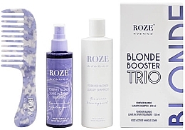 Düfte, Parfümerie und Kosmetik Haarpflegeset - Roze Avenue Blonde Booster Trio (Haarshampoo 200ml + Haarspray 150ml + Haarbürste 1 St.)