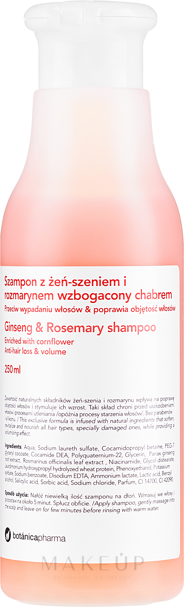 Shampoo mit Ginseng und Rosmarin gegen Haarausfall für mehr Volumen - Botanicapharma Ginseng & Rosemary Shampoo — Bild 250 ml