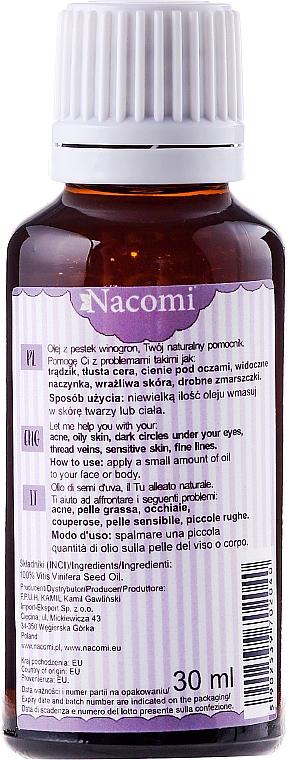 Gesichts- und Körperöl mit Traubenkernen - Nacomi Natural — Bild N6