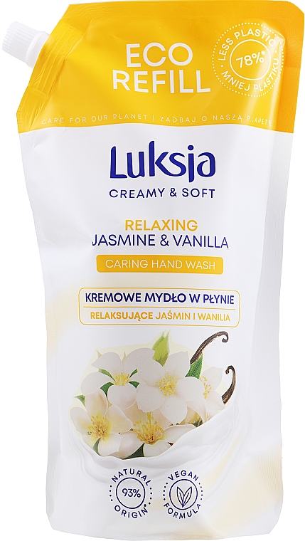 Flüssige Handseife mit Jasminextrakt und Vanille - Luksja Creamy & Soft Jasmine & Vanilla Hand Wash (Doypack) — Bild N1