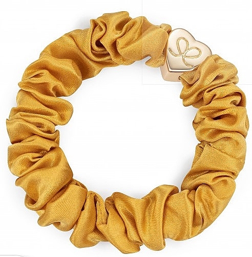 Haargummi aus Seide goldenes Herz senf - By Eloise London Gold Heart Silk Scrunchie Mustard — Bild N2