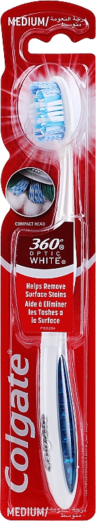 Zahnbürste mittel 360° Optic White blau-weiß - Colgate 360 Degrees Toothbrush Optic White Medium — Bild N2