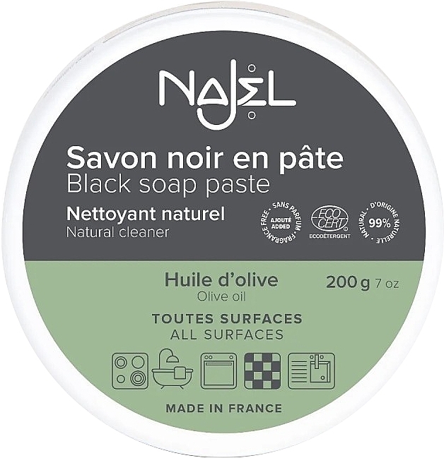 Multifunktionale Reinigungspaste mit schwarzer Seife und Olivenöl - Najel Black Soap Paste Natural Cleaner — Bild N1