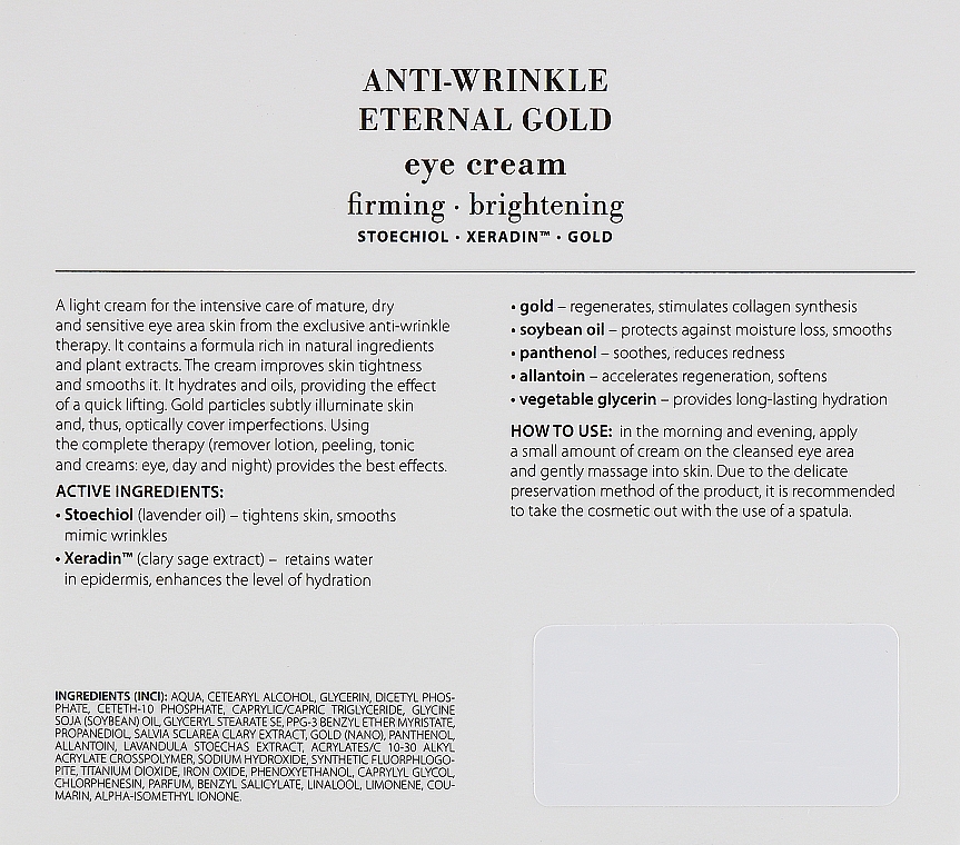 Augenkonturcreme - Organique Eternal Gold Golden Anti-Wrinkle Eye Contour Cream — Bild N4