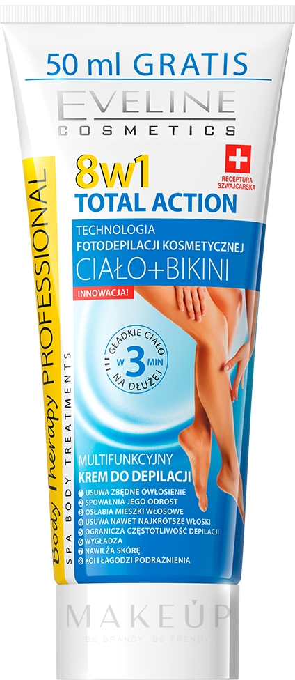 8in1 Enthaarungscreme für Beine und Bikinizone - Eveline Cosmetics 8w1 Total Action — Bild 200 ml