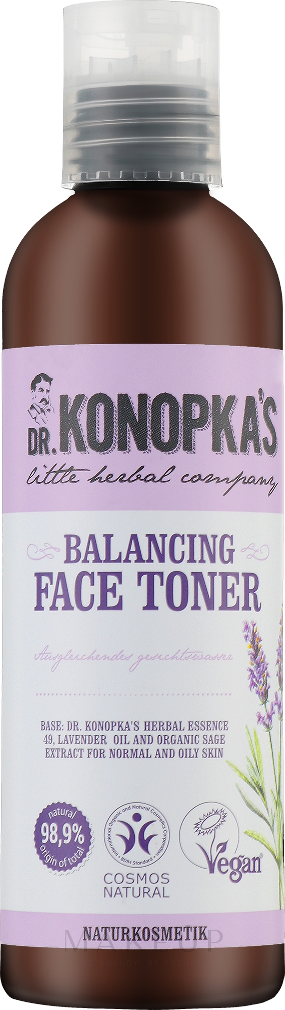 Ausgleichendes und beruhigendes Gesichtstonikum für normale und fettige Haut mit Lavendel- und Salbeiextrakt - Dr. Konopka's Face Balancing Toner — Bild 200 ml