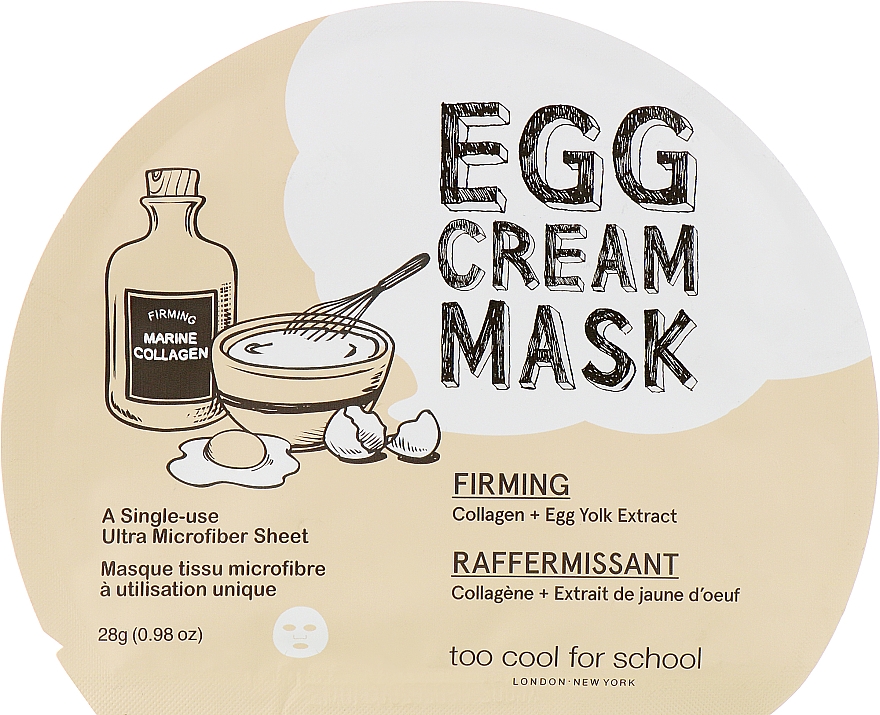 Straffende Tuchmaske für das Gesicht mit Kollagen und Eiweiß-Extrakt - Too Cool For School Egg Cream Mask Firming — Bild N1