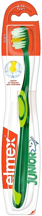 Kinderzahnbürste 6-12 Jahre weich grün-gelb - Elmex Junior Toothbrush — Bild N3