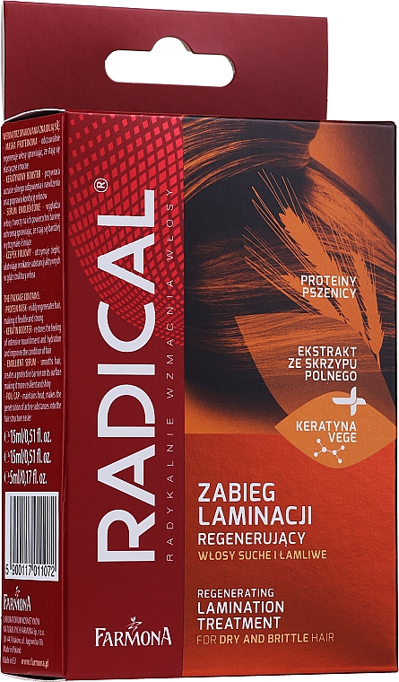 Haarpflegeset - Farmona Radical Lamination Treatment (Haarmaske 15ml + Haarbooster 15ml + Haarserum 5ml) — Bild N1