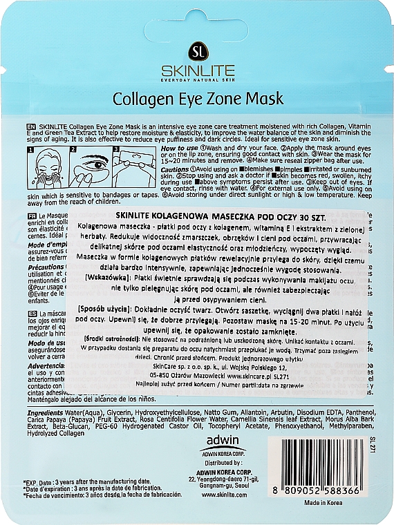 Verjüngende Patch-Maske für die Augenkontur mit Kollagen, Vitamin E und Grüntee-Extrakt - Skinlite Collagen Eye Zone Mask — Bild N2