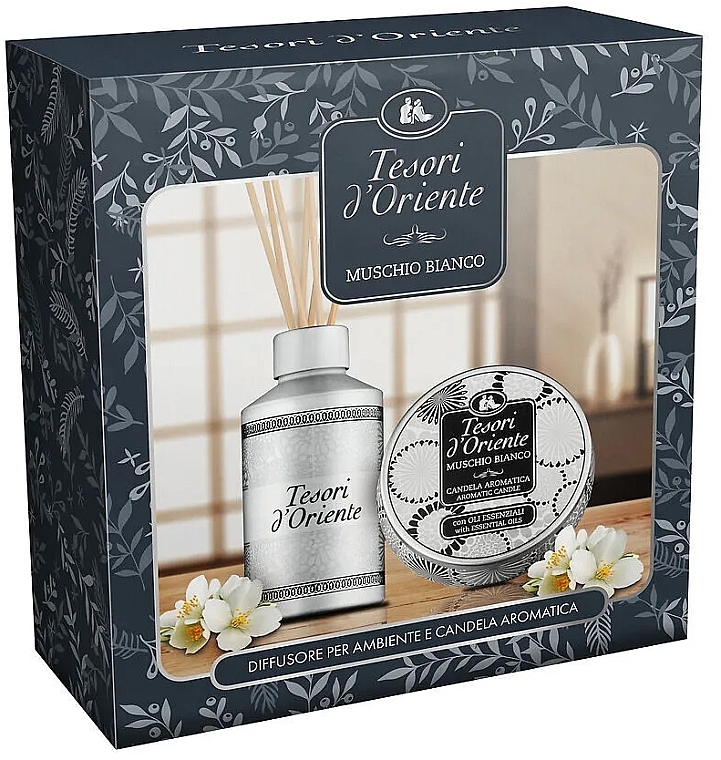 Tesori d`Oriente Diffuser+Candle, White Musk  - Set (Raumerfrischer 200ml + Kerze 109g) — Bild N1