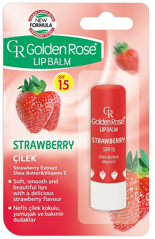 Lippenbalsam - Golden Rose Lip Balm Strawberry SPF15 — Bild N1