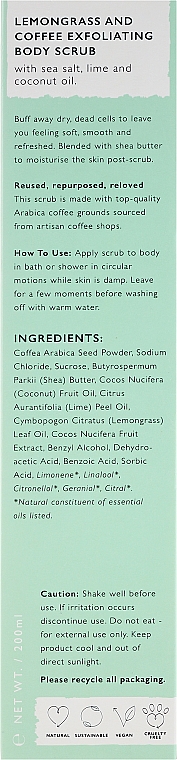 Kaffee-Körperpeeling mit Zitronengras - Upcircle Coffee Body Scrub With Lemongrass — Bild N3