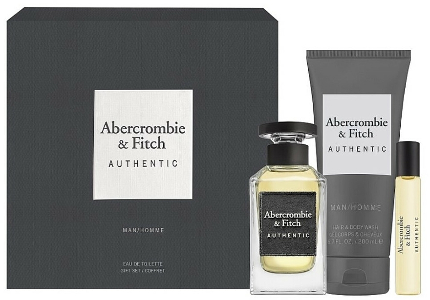 Abercrombie & Fitch Authentic Men - Duftset (Eau de Toilette 100ml + Eau de Toilette Mini 15ml + Duschgel 200ml)