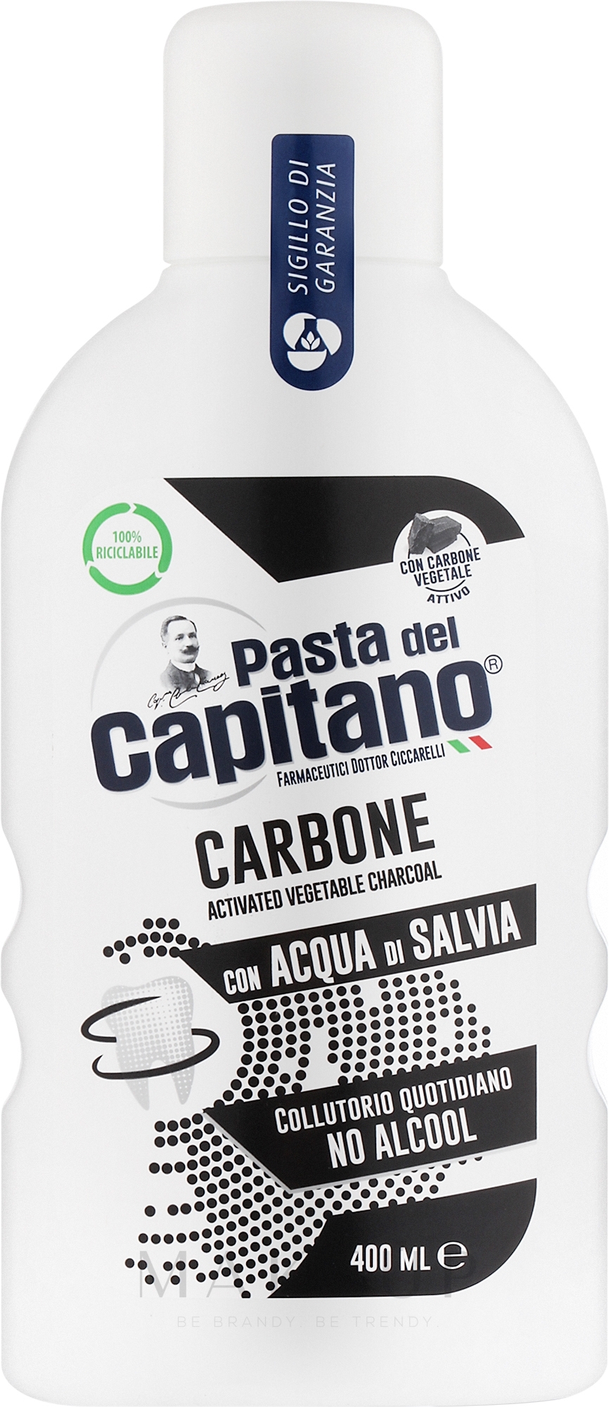 Mundwasser mit Aktivkohle - Pasta Del Capitano Charcoal Carbone Mouthwash — Bild 400 ml