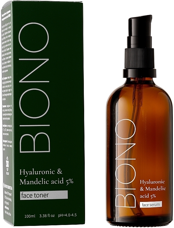 Gesichtswasser mit Hyaluronsäure und Mandelsäure 5% - Biono Hyaluronic & Mandelic Acid 5% Face Toner — Bild N2