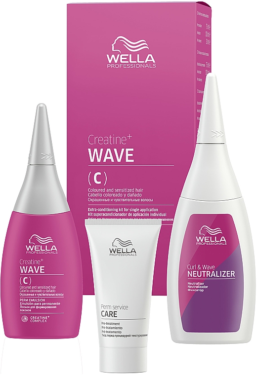 Haarpflegeset - Wella Professionals Creatine+ Wave (Haarlotion 75ml + Neutralizer 100ml + Haarbehandlung 30ml) — Bild N1