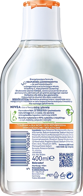 Mizellen-Reinigungswasser mit Vitaminen für empfindliche Haut - Nivea Energy Vitamin C + Vitamin B3 + Cranberry — Bild N2