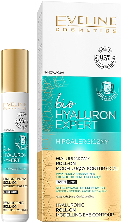 Roll-on mit Hyaluronsäure für die Augenpartie - Eveline Cosmetics Bio Hyaluron Expert Hyaluronic Roll-on Modelling Eye Contour — Bild N1