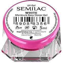 Nageldesign-Gel - Semilac Manicure Easy Decor Gel White — Bild N1