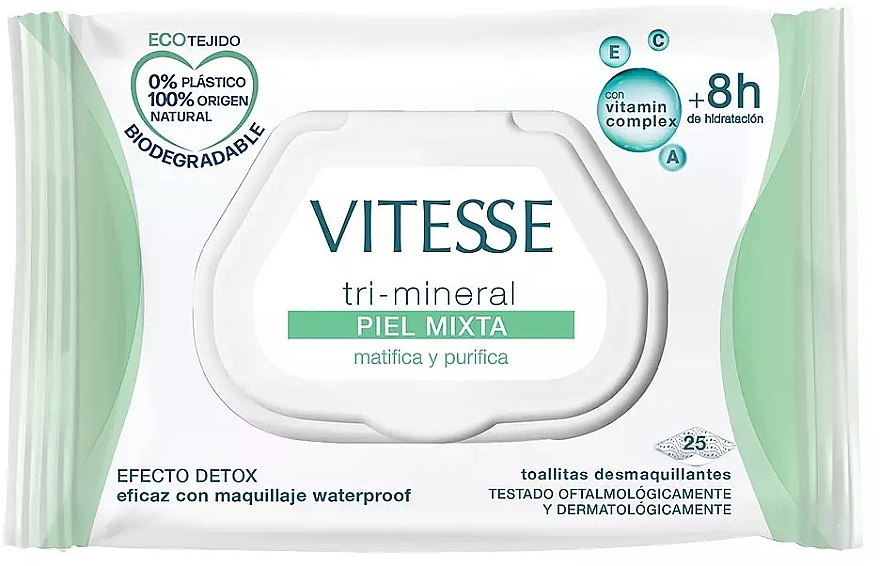 Make-up-Entferner-Tücher für Mischhaut - Vitesse Make Up Remover Wipes Tri-Mineral — Bild N1